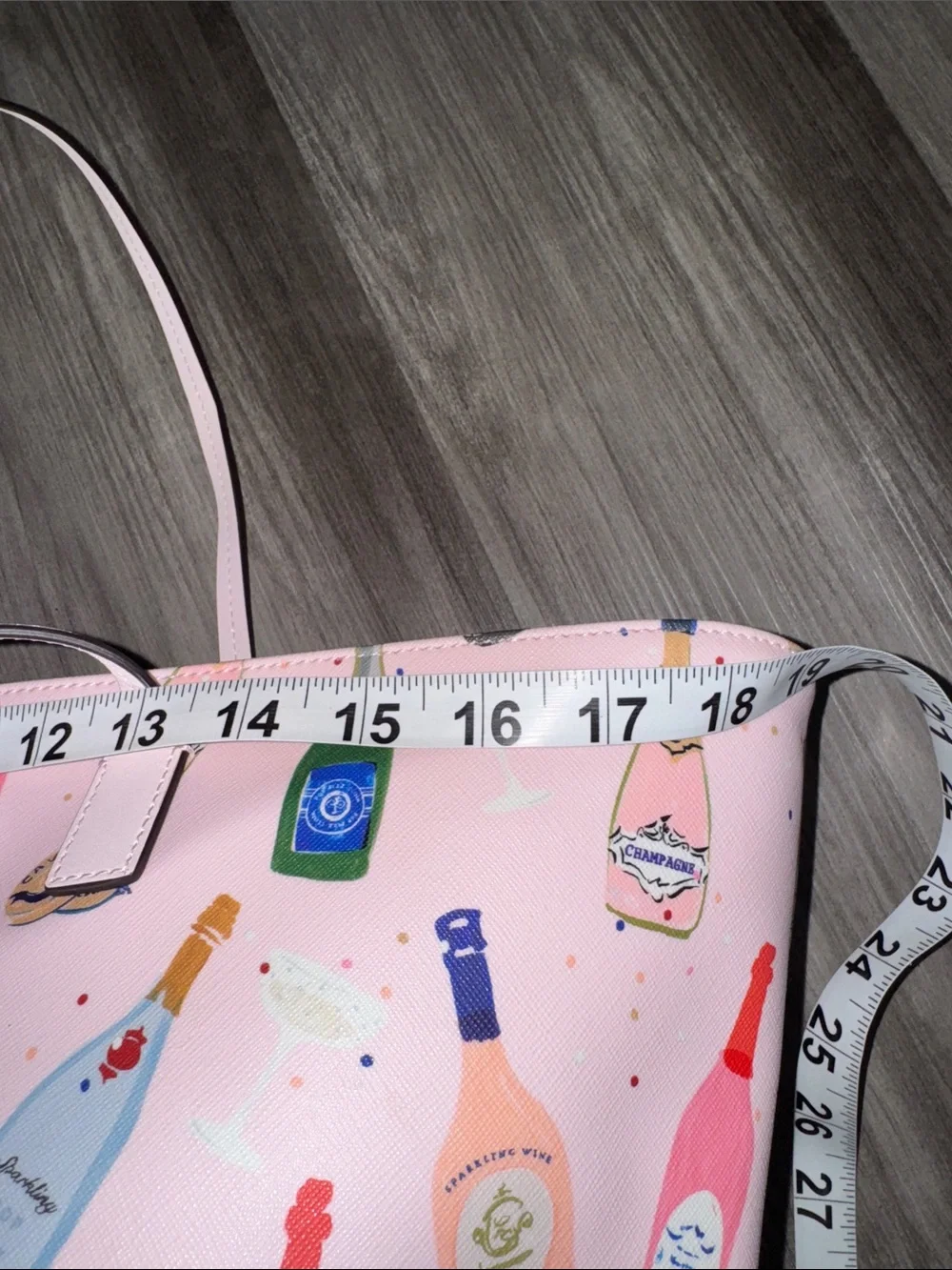 Kate Spade Shore Street Margareta tote bag purse pink champagne bottles designer